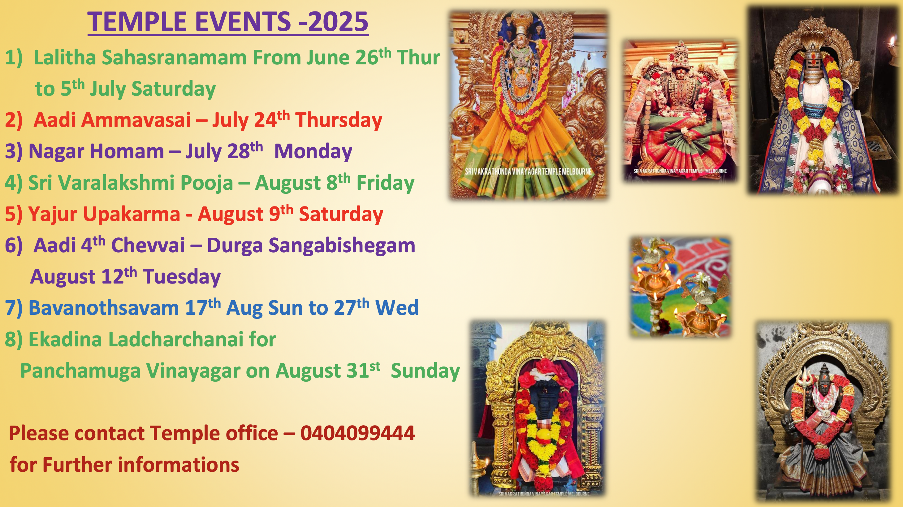 Upcoming Temple Events – 2025